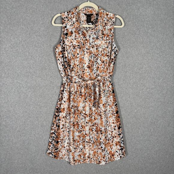 Shirt Dress Medium Button Belt Tie Abstract Southern Career Church Animal Artsy - Picture 1 of 10